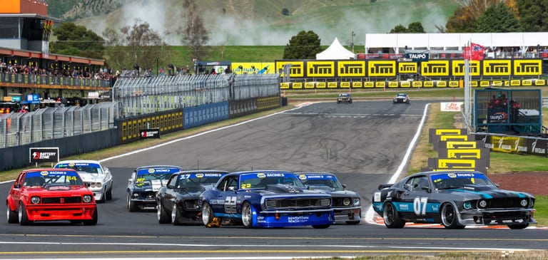 Classic car racing at Taupō Motorsport Park — motorsport photography by Ryan Watkinson